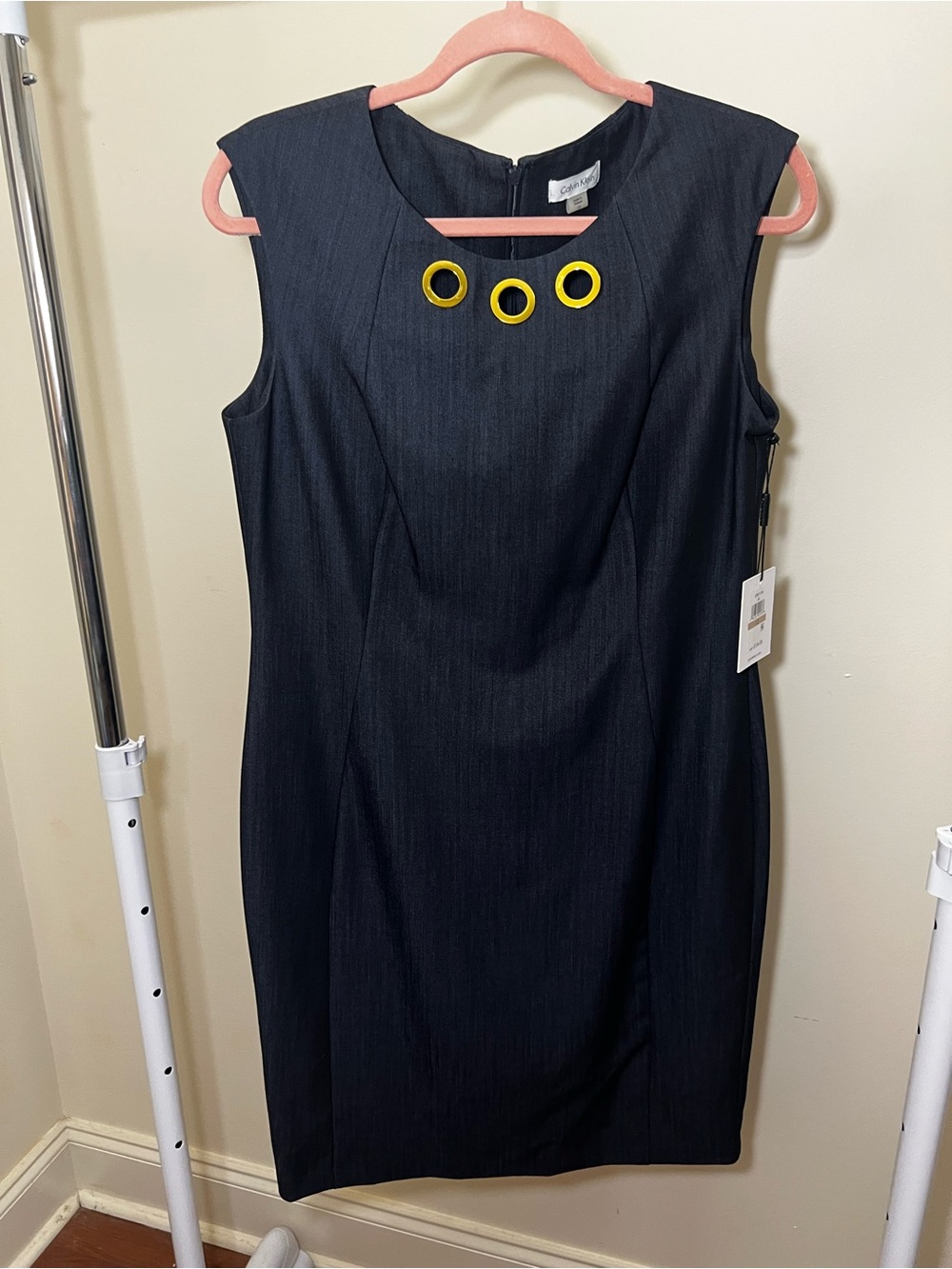 Calvin Klein Black Sheath Mini Dress Sleeveless Crew Neck